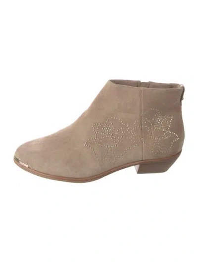 Pre-owned Ted Baker Suede Graphic Print Boots In Neutrals