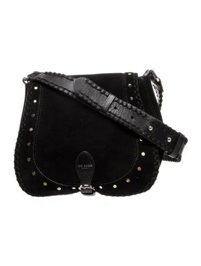 Pre-owned Ted Baker Suede Messenger Bag In Black