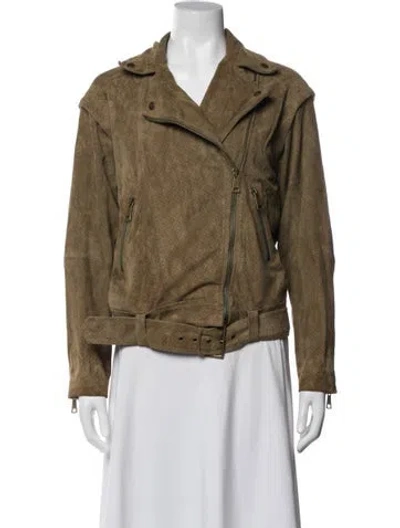 Pre-owned Ted Baker Suede Patterned Biker Jacket In Neutrals