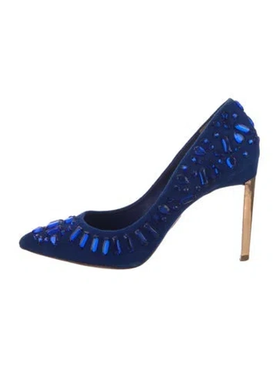 Pre-owned Ted Baker Suede Patterned Pumps In Blue
