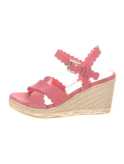 Pre-owned Ted Baker Suede Scalloped Accent Espadrilles In Pink