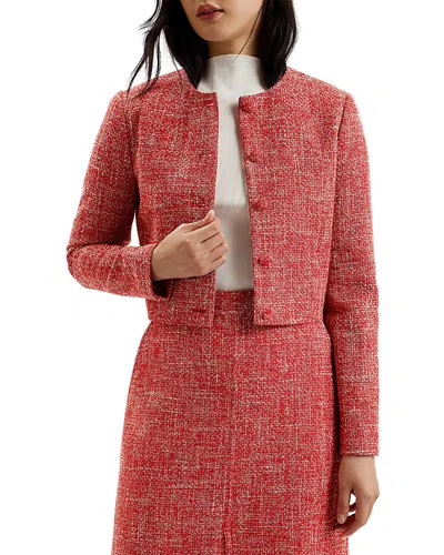Ted Baker Sumi Boucle Cropped Jacket In Red