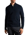 Ted Baker T Stitch Quarter Zip Pullover Sweater In Navy