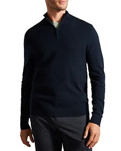 Ted Baker T Stitch Quarter Zip Pullover Sweater In Navy