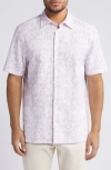 TED BAKER TAVARO ABSTRACT FLORAL SHORT SLEEVE BUTTON-UP SHIRT