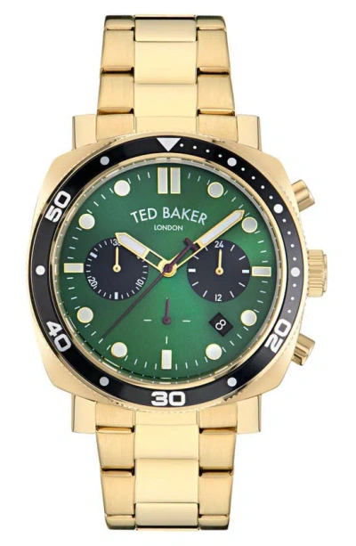 Ted Baker Tb Bracelet Strap Chronograph Watch In Gold