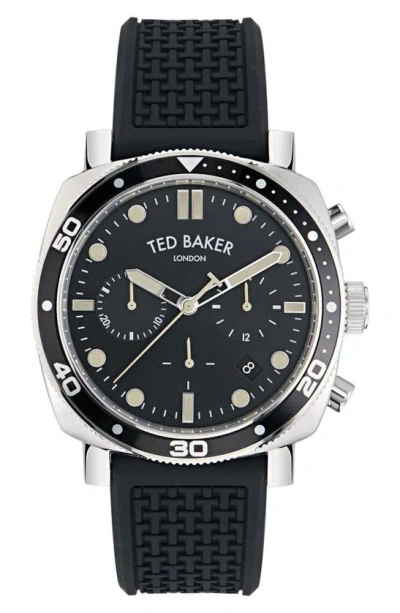 Ted Baker Tb Urban Silicone Strap Watch, 20mm In Black