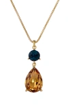 Ted Baker Tearsa Crystal Teardrop Pendant Necklace In Orange