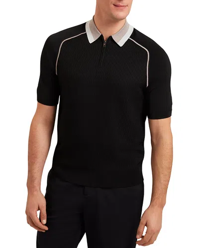 Ted Baker Ted Baxter Paxto Quarter Zip Polo Shirt In Black
