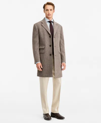 Ted Baker Ted By  Men's Modern-fit Peerless Taupe Mix Melange Overcoats In Neutral