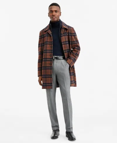 Ted Baker Ted By  Men's Modern-fit Plaid Overcoat In Brown