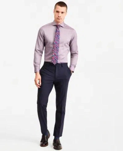 Ted Baker Ted By  Mens Slim Fit Non Iron Dress Shirt Floral Classic Silk Tie In Wine Multi