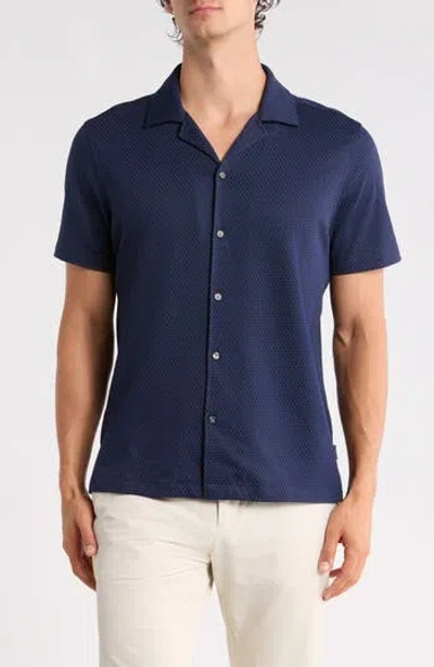 Ted Baker Textured Knit Camp Shirt In Blue