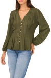 Ted Baker Textured Long Sleeve Top In Green