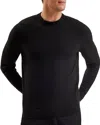Ted Baker Textured Stitch Crewneck Sweater In Black