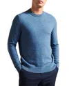 Ted Baker Textured Stitch Crewneck Sweater In Blue
