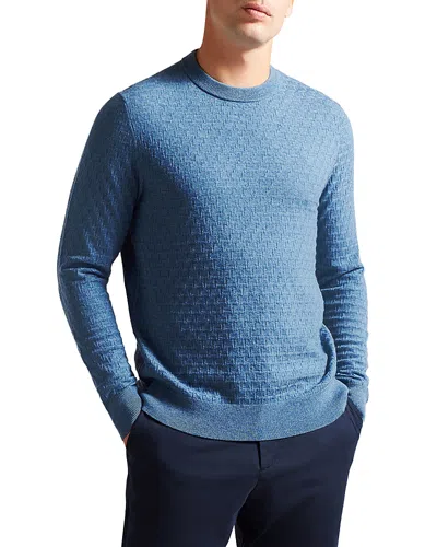 Ted Baker Textured Stitch Crewneck Sweater In Blue