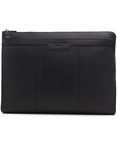 Ted Baker Thame Leather Laptop Sleeve In Black
