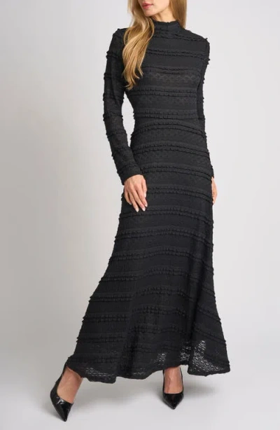 Ted Baker Thea Ruffle Mock Neck Maxi Dress In Black