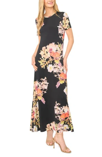 Ted Baker Theresa Floral T-shirt Maxi Dress In Black