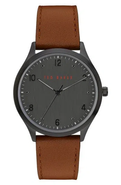 Ted Baker Three Hand Quartz Leather Strap Watch, 20mm