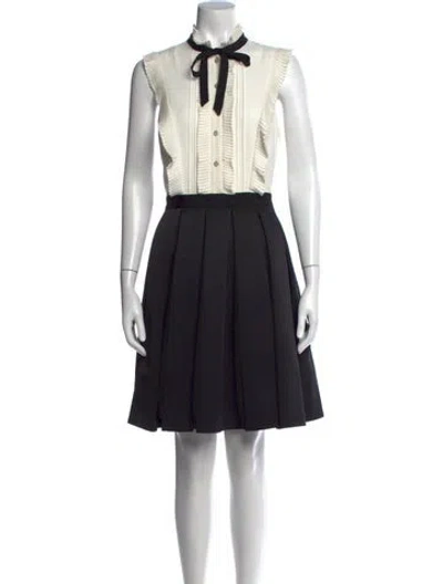 Pre-owned Ted Baker Tie Neck Knee-length Dress In Black