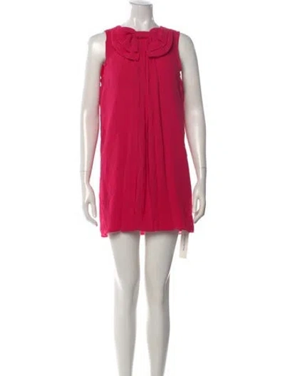 Pre-owned Ted Baker Tie Neck Mini Dress In Pink