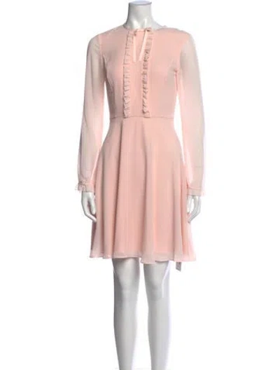 Pre-owned Ted Baker Tie Neck Mini Dress In Pink