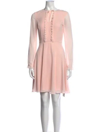 Pre-owned Ted Baker Tie Neck Mini Dress In Pink