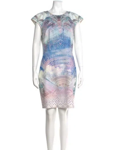 Pre-owned Ted Baker Tie-dye Print Knee-length Dress In Neutral