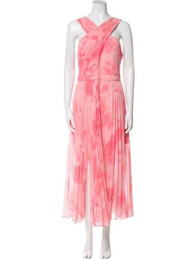 Pre-owned Ted Baker Tie-dye Print Long Dress In Pink