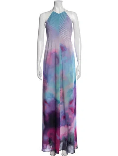 Pre-owned Ted Baker Tie-dye Print Long Dress In Purple