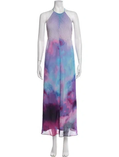 Pre-owned Ted Baker Tie-dye Print Long Dress In Purple