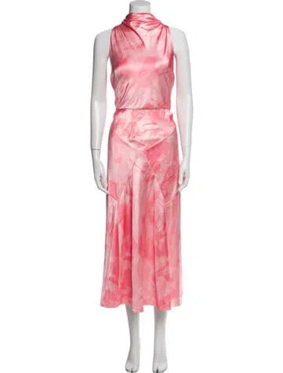 Pre-owned Ted Baker Tie-dye Print Long Dress W/ Tags In Pink