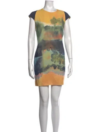 Pre-owned Ted Baker Tie-dye Print Mini Dress In Yellow