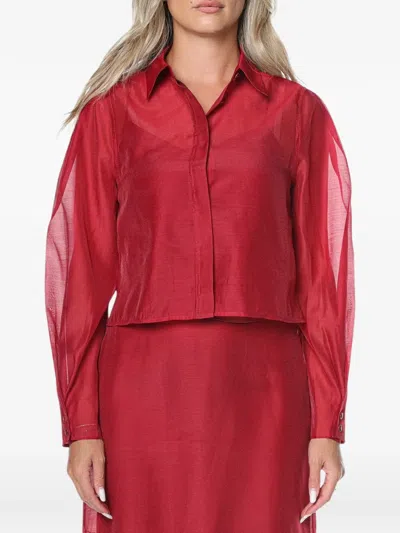 Ted Baker Tilliia Cropped Organza Shirt In Red