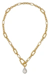 Ted Baker Timora Twisted Faux Pearl Pendant Necklace In Gold Tone Pearl