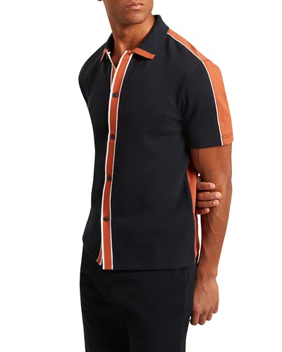 Ted Baker Tirvin Short Sleeve Two Tone Sweater Polo In Blue