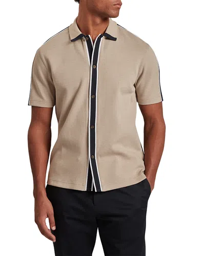 Ted Baker Tirvin Short Sleeve Two Tone Sweater Polo In Neutral
