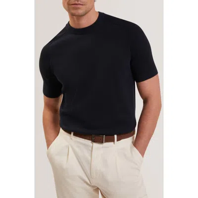 Ted Baker Torrent Short Sleeve Cotton & Wool Sweater In Black