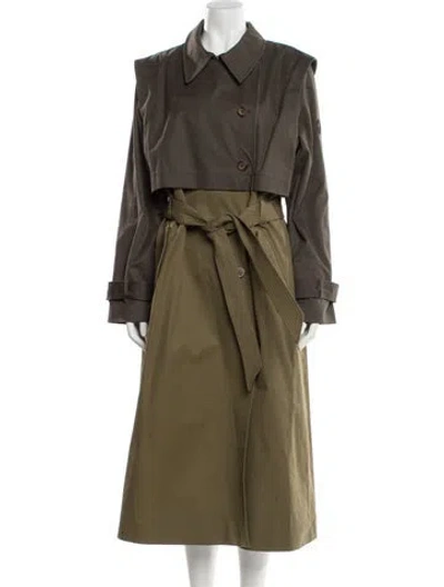 Pre-owned Ted Baker Trench Coat In Green
