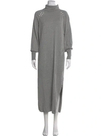 Pre-owned Ted Baker Turtleneck Long Dress In Gray