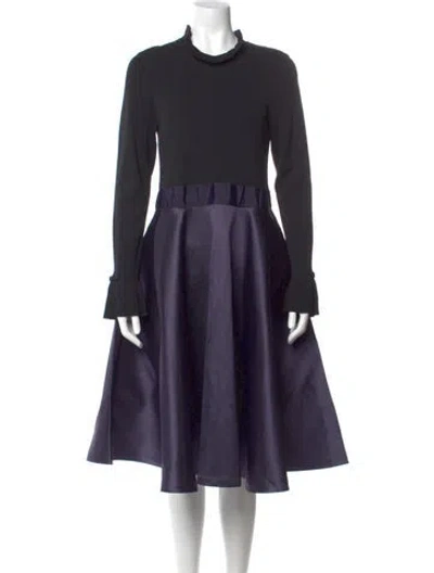 Pre-owned Ted Baker Turtleneck Midi Length Dress In Blue