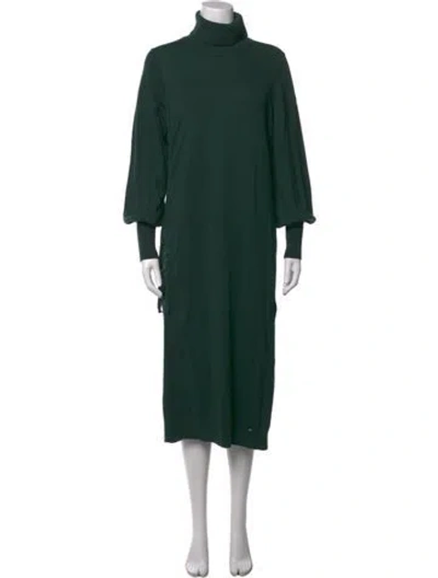 Pre-owned Ted Baker Turtleneck Midi Length Dress In Green