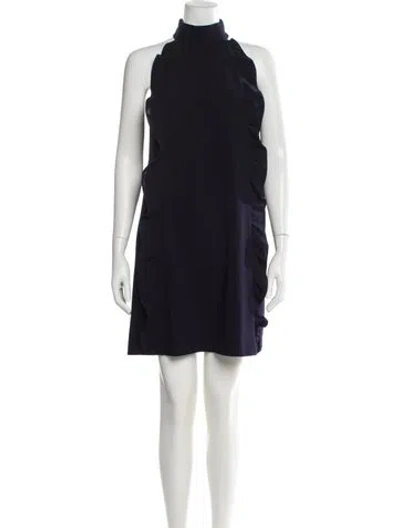 Pre-owned Ted Baker Turtleneck Mini Dress In Blue