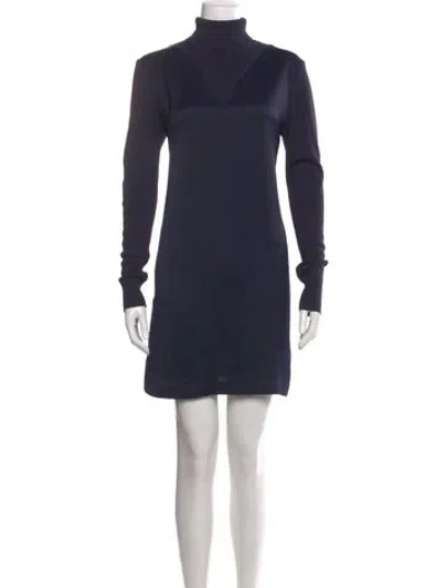 Pre-owned Ted Baker Turtleneck Mini Dress In Blue