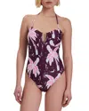 Ted Baker Tuulaa Printed U Bar One Piece Swimsuit In Gray