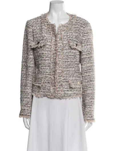 Pre-owned Ted Baker Tweed Pattern Blazer In Metallic/pink