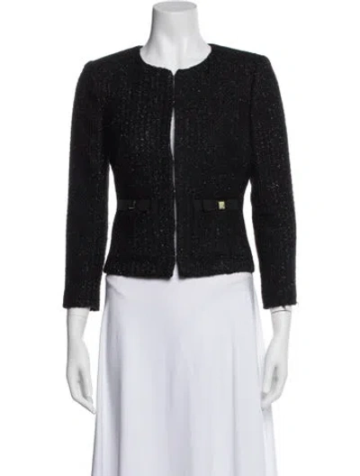 Pre-owned Ted Baker Tweed Pattern Evening Jacket In Black
