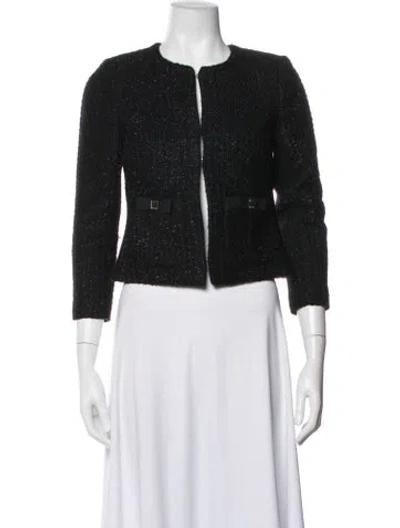 Pre-owned Ted Baker Tweed Pattern Evening Jacket In Black/blue
